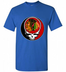 NHL TEAM CHICAGO BLACKHAWKS X GRATEFUL DEAD LOGO BAND Shirt - zezetee