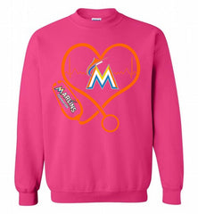 Nurse Heartbeat Miami Marlins Crewneck Sweatshirt - zezetee