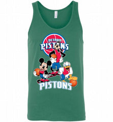 Mickey Goofy Donald Loves Detroit Pistons Basketball Fans Tank - zezetee