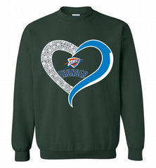 Oklahoma City Thunder In Diamond Heart Crewneck Sweatshirt - zezetee