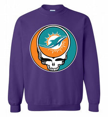 Miami Dolphins Grateful Dead Logo Band Crewneck Sweatshirt - zezetee