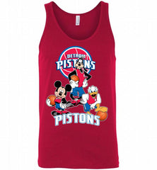 Mickey Goofy Donald Loves Detroit Pistons Basketball Fans Tank - zezetee