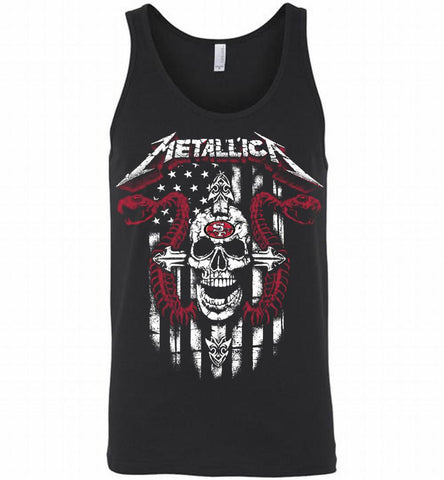 Metallica Snake Skull San Francisco 49ers Logo Tank - zezetee