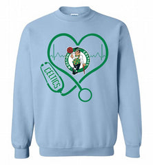 Nurse Heartbeat Love Boston Celtics Crewneck Sweatshirt - zezetee
