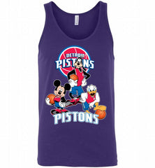 Mickey Goofy Donald Loves Detroit Pistons Basketball Fans Tank - zezetee