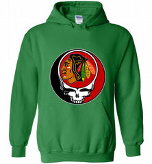 NHL TEAM CHICAGO BLACKHAWKS X GRATEFUL DEAD LOGO BAND Hoodie - zezetee