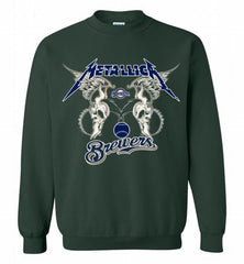 Metallica Milwaukee Brewers Logo Crewneck Sweatshirt - zezetee