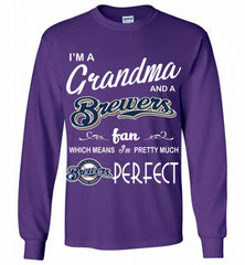 I'M A Grandma And A Milwaukee Brewers Fans Gift Gildan Long Shirt - zezetee
