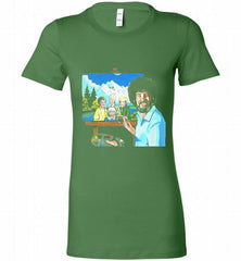BOB ROSS PAINTING THE GOLDEN GIRL Bella Ladies Tee - zezetee