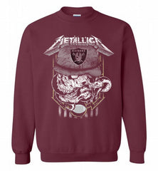 Metallica Skull Snake Oakland Raiders Crewneck Sweatshirt - zezetee