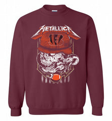 Metallica Skull Snake Cincinnati Bengals Crewneck Sweatshirt - zezetee
