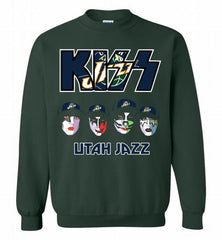 Kiss Utah Jazz Logo Crewneck Sweatshirt - zezetee