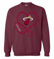 Nurse Heartbeat Love Miami Heat Crewneck Sweatshirt - zezetee