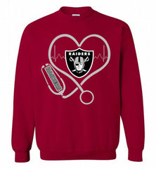 Nurse Heartbeat Oakland Raiders Crewneck Sweatshirt - zezetee