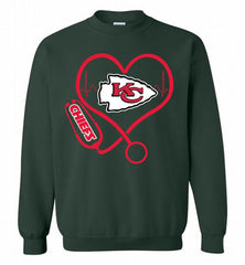 Nurse Heartbeat Kansas City Chiefs Crewneck Sweatshirt - zezetee