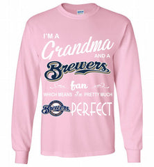 I'M A Grandma And A Milwaukee Brewers Fans Gift Gildan Long Shirt - zezetee