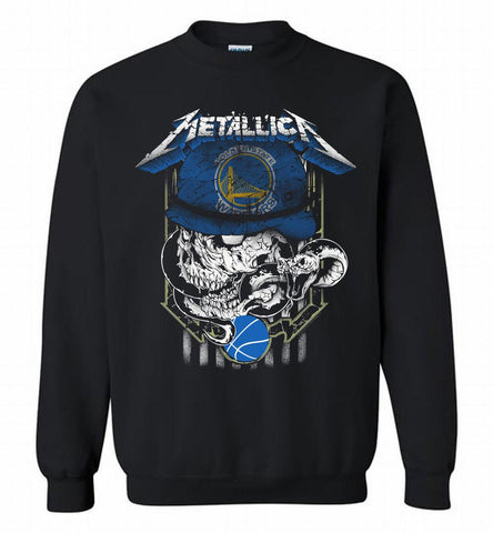 Metallica Skull Snake Golden State Warriors Crewneck Sweatshirt - zezetee