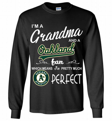 I'M A Grandma And A Oakland Athletics Fans Gift Gildan Long Shirt - zezetee