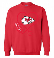 Nurse Heartbeat Kansas City Chiefs Crewneck Sweatshirt - zezetee