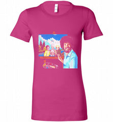 BOB ROSS PAINTING THE GOLDEN GIRL Bella Ladies Tee - zezetee