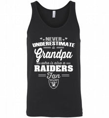 NEVER UNDERESTIMATE A GRANDPA WHO IS ALSO A RAIDERS FAN GILDAN CREWNECK PULLOVER GIFT Tank - zezetee