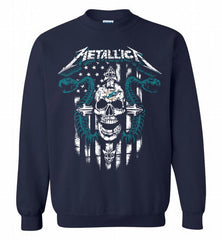 Metallica Snake Skull Miami Dolphins Logo Crewneck Sweatshirt - zezetee