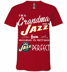 I'M A Grandma And A Utah Jazz Fans Perfect V-Neck Shirt - zezetee