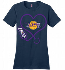 Nurse Heartbeat Love Los Angeles Lakers Ladies Perfect - zezetee