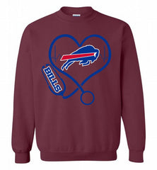 Nurse Heartbeat Buffalo Bills Crewneck Sweatshirt - zezetee