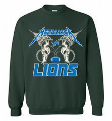 Metallica Detroit Lions Logo Crewneck Sweatshirt - zezetee