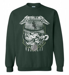 Metallica Skull Chicago White Sox Logo Crewneck Sweatshirt - zezetee