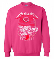 Metallica Skull Cincinnati Reds Logo Crewneck Sweatshirt - zezetee