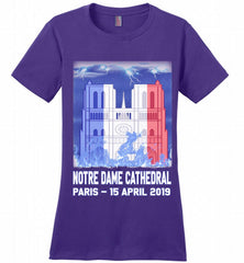 Notre Dame Cathedral in Paris on fire 15th april 2019 T-Shirt French Cathedral Ladies Perfect - zezetee