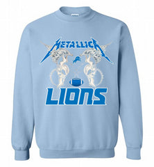 Metallica Detroit Lions Logo Crewneck Sweatshirt - zezetee