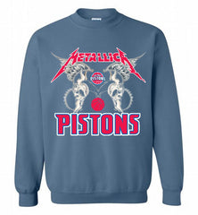 Metallica Detroit Pistons Logo Crewneck Sweatshirt - zezetee