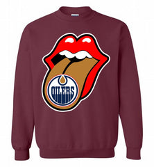 Edmonton Oilers x The Rolling Stones Logo Crewneck Sweatshirt - zezetee