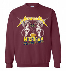 Metallica Michigan Wolverines Logo Crewneck Sweatshirt - zezetee