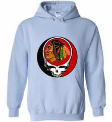 NHL TEAM CHICAGO BLACKHAWKS X GRATEFUL DEAD LOGO BAND Hoodie - zezetee