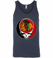 NHL TEAM CHICAGO BLACKHAWKS X GRATEFUL DEAD LOGO BAND Tank - zezetee