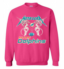 Metallica Miami Dolphins Logo Crewneck Sweatshirt - zezetee
