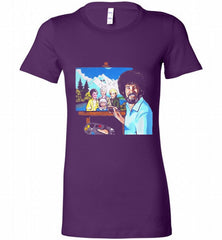 BOB ROSS PAINTING THE GOLDEN GIRL Bella Ladies Tee - zezetee