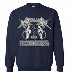 Metallica Oakland Raiders Logo Crewneck Sweatshirt - zezetee