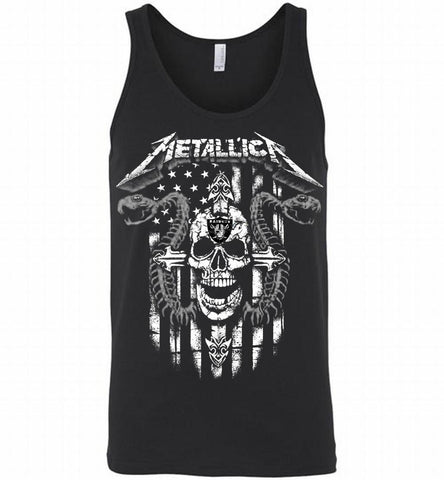 Metallica Snake Skull Oakland Raiders Logo Tank - zezetee