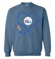 Nurse Heartbeat Love Philadelphia 76ers Crewneck Sweatshirt - zezetee