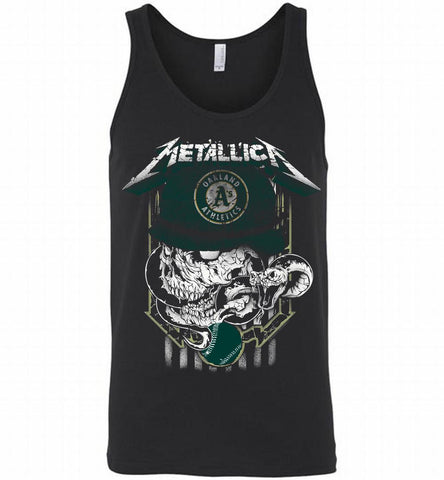 Metallica Skull Oakland Athletics Logo Tank - zezetee