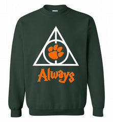 CLEMSON TIGERS UNIVERSITY PAW DEATHLY HALLOWS ALWAYS GIFT Crewneck Sweatshirt - zezetee