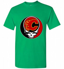 NHL TEAM CALGARY FLAMES X GRATEFUL DEAD LOGO BAND Shirt - zezetee