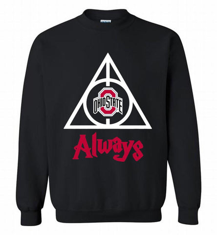 OHIO STATE BUCKEYES DEATHLY HALLOWS ALWAYS GIFT Crewneck Sweatshirt - zezetee