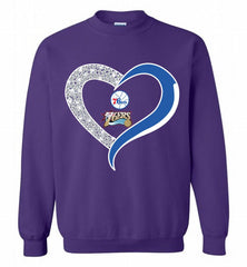 Philadelphia 76ers In Diamond Heart Crewneck Sweatshirt - zezetee