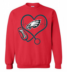 Nurse Heartbeat Philadelphia Eagles Crewneck Sweatshirt - zezetee